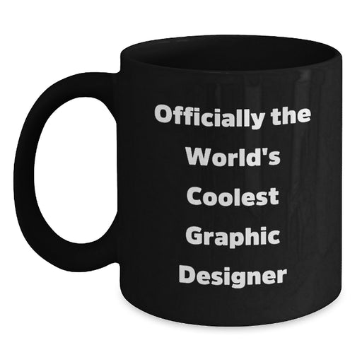 Funny Graphic Designer Gifts from Men to Women, Officially The World's Coolest Graphic Designer, Black Coffee Mug for Graphic Designers and Coffee Lovers - Main