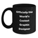 Funny Graphic Designer Gifts from Men to Women, Officially The World's Coolest Graphic Designer, Black Coffee Mug for Graphic Designers and Coffee Lovers - Main