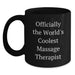 Funny Massage Therapist Gifts from Friends, Unique Black Coffee Mug for World's Coolest Massage Therapist, Perfect Father's Day Unique Gifts for Men - Main