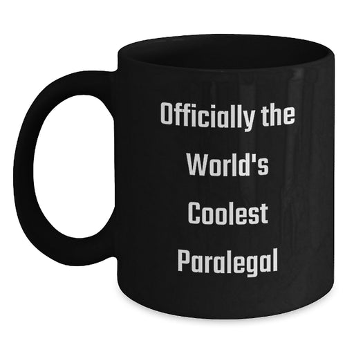 Funny Gifts for Paralegal Dad, 'Officially The World's Coolest Paralegal' Black Coffee Mug, Unique Paralegal Father's Day Unique Gifts, Men, Family - Main