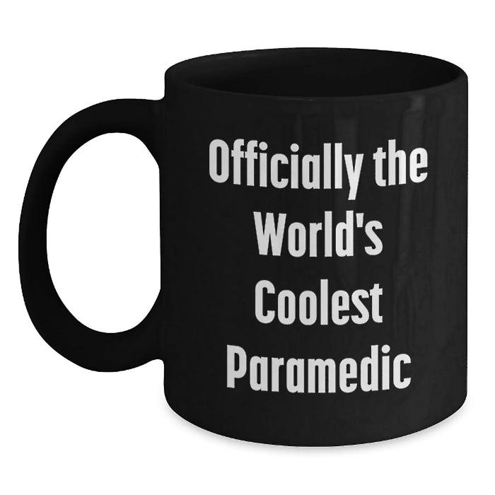 Funny Rescue Worker Gifts for Birthday, 'Officially The World's Coolest Rescue Worker' Black Coffee Mug from Men to Friends - Main