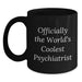 Funny Psychiatrist Gifts for Men, Officially The World's Coolest Psychiatrist Black Coffee Mug, Valentine's Unique Gifts from Friends - Main