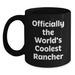 Funny Rancher Gifts for Men - Officially The World's Coolest Rancher Black Coffee Mug, Perfect for Rancher Friends and Family - Birthday Unique Gifts from Friends - Main