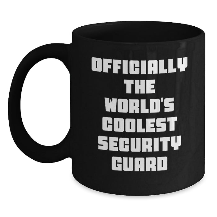 Funny Security Guard Gifts for Men - Officially The World's Coolest Security Guard Black Coffee Mug, Father's Day Unique Gifts from Friends to Family - Main
