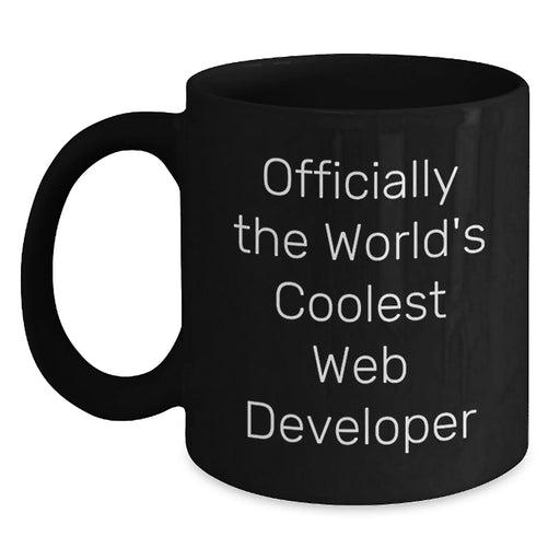 Funny 'Officially The World's Coolest Web Developer' Black Coffee Mug, Gifts for Web Developer, Birthday Unique Gifts from Friends, Web Developer Enthusiast Mug - Main