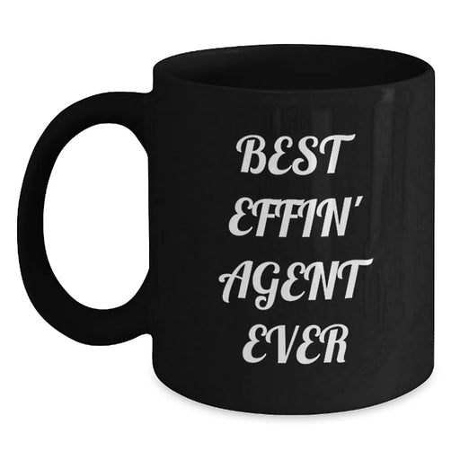 Funny Agent Gifts from Men, Unique Black Coffee Mug, Best Effin' Agent Ever, Christmas Unique Gifts for Agent - Main
