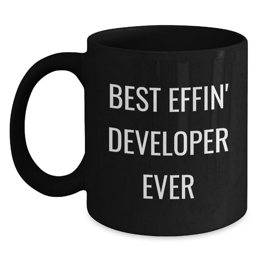 Funny Developer Gifts, Black Coffee Mug for Coders - Best Effin' Developer Ever, Christmas Unique Presents from Friends - Main