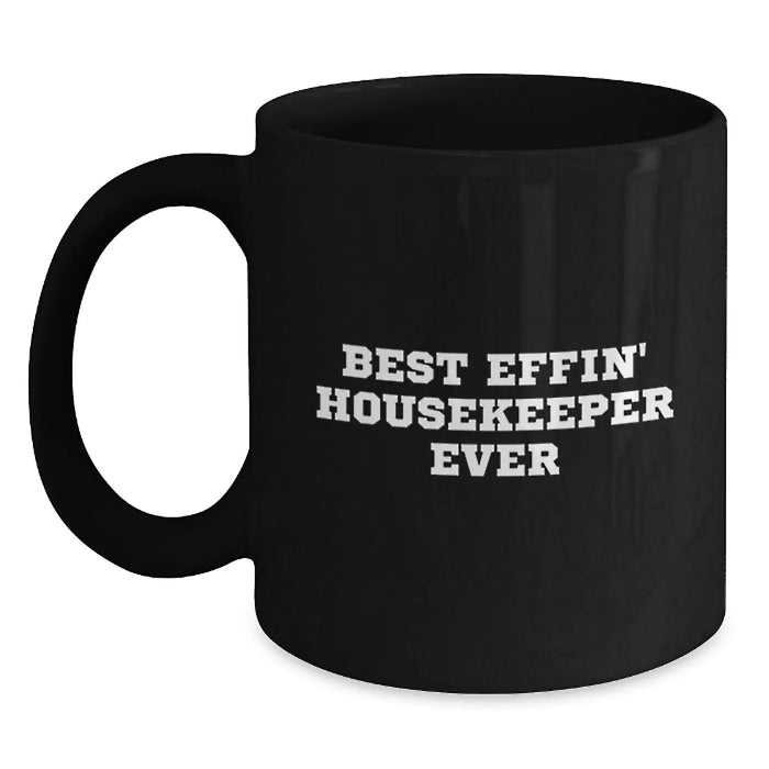 Funny Quote Housekeeper Gifts from Friends Black Coffee Mug for Housekeeper Birthday Unique Gifts - Main