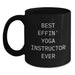 Funny Yoga Instructor Gifts from Men, Women, Friends, or Family for Best 'Effin' Yoga Instructor Ever Black Coffee Mug, Perfect for Christmas Unique Presents - Main