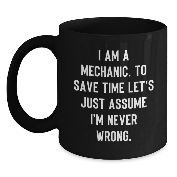 Funny Mechanic Gifts from Men to Mechanic Dad on Father's Day Unique Black Coffee Mug - Main