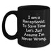 Funny Receptionist Gifts from Coworkers for Men Women Friends Family, Birthday Unique Gift Ideas, Black Coffee Mug I Am A Receptionist To Save Time Lets Just Assume Im Never Wrong - Main