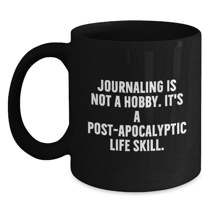 Funny Journaling Gifts from Friends for Journaling Lovers Black Coffee Mug - Birthday Unique Presents - Main