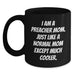 Funny Preacher Mom Gifts for Preacher Friends - Black Coffee Mug, Perfect for Graduation Unique Gifts from Family to Preacher - Main