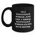 Funny Maintenance Worker Birthday Unique Gifts from Friends to Coworkers - Black Coffee Mug, I'm A Maintenance Worker. Just Like A Normal Maintenance Worker Except Much Hotter. - Main