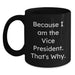 Funny Vice President Black Coffee Mug Gifts from Friends for Men, Because I Am The Vice President. That's Why. Unique Graduation - Main