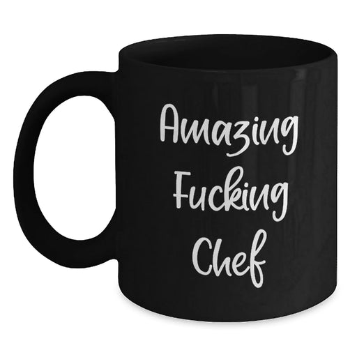 Funny Chef Gifts from Friends for Graduation - Amazing F--king Chef Black Coffee Mug, 11oz or 15oz, Microwave and Dishwasher Safe - Main
