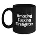 Funny Firefighter Gifts for Men, Firefighter Black Coffee Mug with Amazing F--king Firefighter Quote, Graduation Unique Gifts from Friends, Family, Coworkers - Main