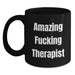 Funny Gifts for Therapist Lover - 'Amazing F--king Therapist' Quote Black Coffee Mug, Unique Graduation Gifts from Friends or Family - Main