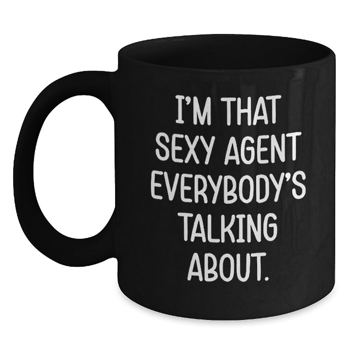 Funny Agent Gifts from Men, Agent Quotes, Black Coffee Mug for Agent Graduation Unique Gifts - Main