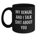 Funny Bengal Cat Gifts from Men to Bengal Cat Lovers - My Bengal And I Talk Shit About You Black Coffee Mug for Christmas Unique Gifts - Main