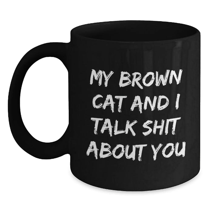 Funny Brown Cat Gifts from Friends for Brown Cat Lovers, Black Coffee Mug for Graduation Unique Gifts - Main