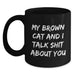 Funny Brown Cat Gifts from Friends for Brown Cat Lovers, Black Coffee Mug for Graduation Unique Gifts - Main