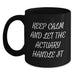 Funny Actuary Gifts from Friends to Actuary Colleagues - Actuary Black Coffee Mug Keep Calm - Main