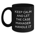 Funny Case Manager Gifts for Men, Women, Friends, and Family - Graduation Unique Gifts from Case Manager Enthusiasts - Keep Calm And Let The Case Manager Handle It Black Coffee Mug - Main