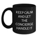 Funny Concierge Gifts from Men to Friends - Black Coffee Mug - Keep Calm And Let The Concierge Handle It - Main
