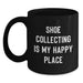 Shoe Collecting Gifts from Family, Funny 'Shoe Collecting Is My Happy Place' Black Coffee Mug for Birthday, Gifts for Shoe Collecting Enthusiasts, Microwave and Dishwasher Safe - Main