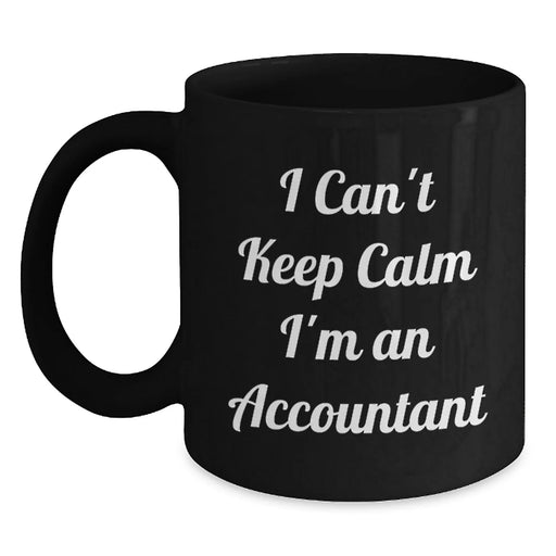 Funny Accountant Gifts for Men, Unique Black Coffee Mug for Christmas, 'I Can't Keep Calm I'm An Accountant' Quote from Friends and Family - Main
