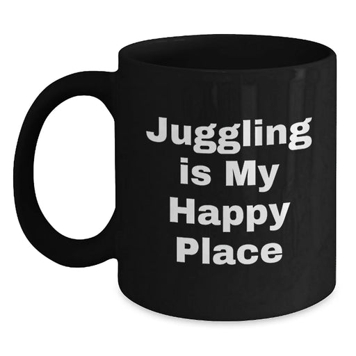 Funny Juggling Gifts for Men - Juggling Is My Happy Place Black Coffee Mug, Christmas Unique Gift Ideas, Juggling Enthusiast Mug - Main