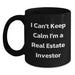 Funny Real Estate Investor Gifts for Men, 'I Can't Keep Calm I'm A Real Estate Investor' Black Coffee Mug for Graduation, Black Ceramic Mug with 11oz or 15oz Capacity - Main