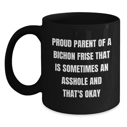 Funny Bichon Frise Dog Mom Christmas Unique Gifts for Bichon Frise Dog Lovers from Family Friends - Black Coffee Mug - Main