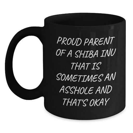 Funny Shiba Inu Dog Gifts for Proud Parents - Black Coffee Mug for Birthday, Gifts from Friends, Family, or Coworkers - Main