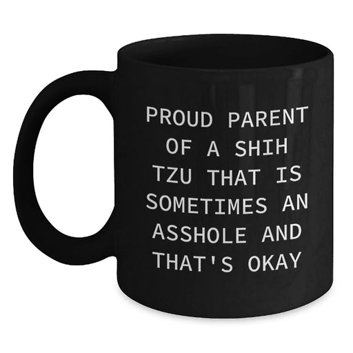 Funny Shih Tzu Dog Lover Gifts for Men Women Friends Family - Proud Parent Shih Tzu Mugs, Black Coffee Mug, Christmas Unique Gifts from Husband, Wife, Mom, Dad - Main