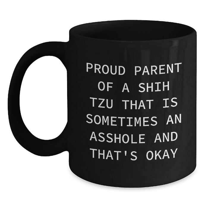 Funny Shih Tzu Dog Lover Gifts for Men Women Friends Family - Proud Parent Shih Tzu Mugs, Black Coffee Mug, Christmas Unique Gifts from Husband, Wife, Mom, Dad - Main