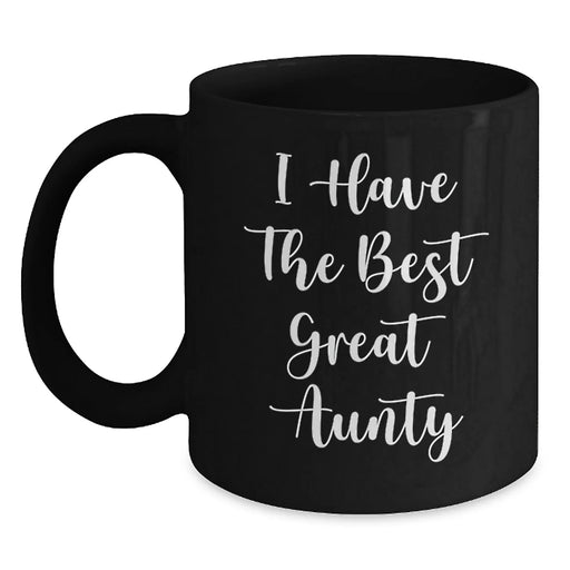 Funny Aunty Gifts from Men - Great Aunty Black Coffee Mug, Unique Christmas Unique Gifts for Aunts - Main