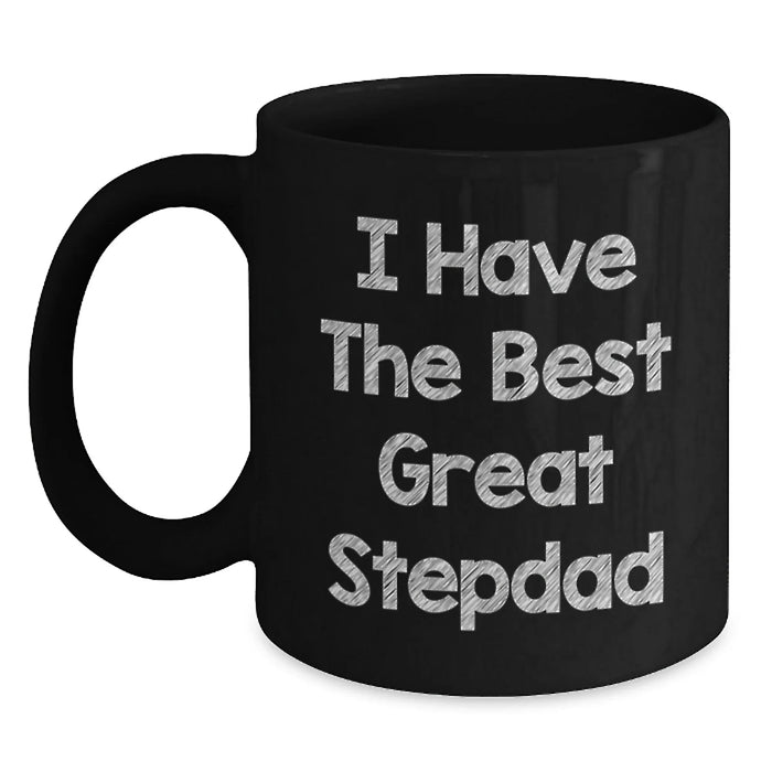 Funny Stepdad Gifts from Men, Funny Stepdad Black Coffee Mug, Great Stepdad Quote Christmas Unique Gifts - Main