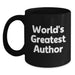Funny Quotes from World's Greatest Author Black Coffee Mug Gifts for Author Friends and Family from Women - Main