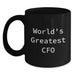 Funny World's Greatest CFO Christmas Unique Gifts for Men, Women, Friends, or Coworkers - Black Ceramic Coffee Mug - Main