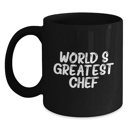 Funny Chef Gifts from Friends for Graduation Unique Chef Black Coffee Mug, 'World's Greatest Chef', Inspirational Motivational Quote - Main