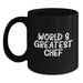 Funny Chef Gifts from Friends for Graduation Unique Chef Black Coffee Mug, 'World's Greatest Chef', Inspirational Motivational Quote - Main