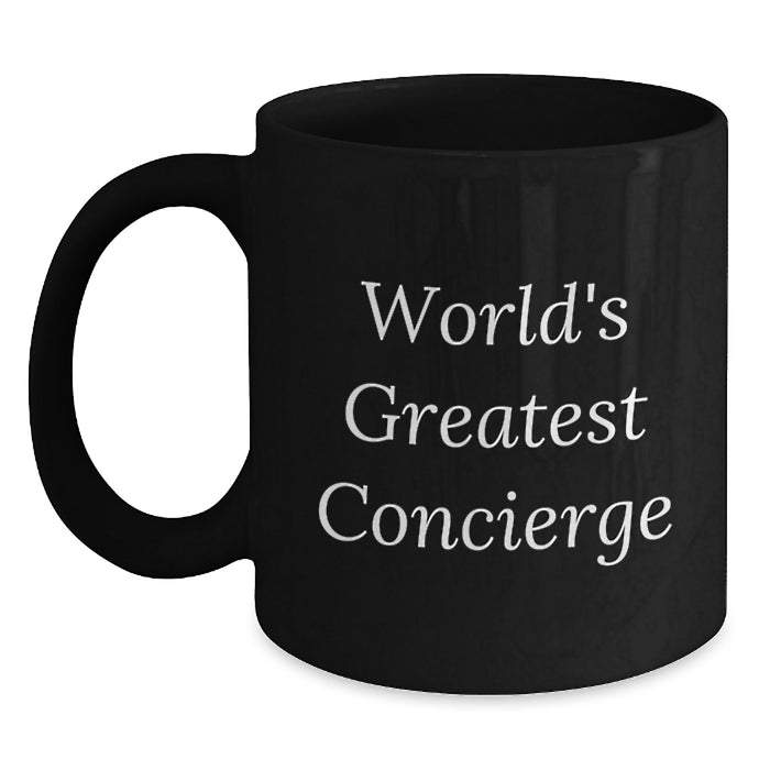 World's Greatest Concierge Funny Quote Black Coffee Mug Gifts from Women to Friends Birthday Unique - Main