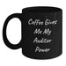 Auditor Power Black Coffee Mug, Funny Quote Coffee Gives Me My Auditor Power, Birthday Unique Gifts from Friends to Family, for Auditor Enthusiasts, Black Ceramic Mug - Main