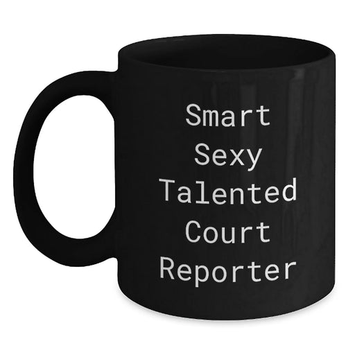 Funny Quotes for Court Reporters, Court Reporter Gifts from Friends, Black Coffee Mug for Men, Birthday Unique Gifts - Main