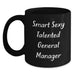 General Manager Funny Gift from Coworkers for Birthday Unique Black Coffee Mug - Smart Sexy Talented GM Quote on 11oz or 15oz Ceramic Mug - Main