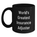 Funny Insurance Adjuster Gifts from Friends, Unique Birthday Unique Gifts for Insurance Adjuster, World's Greatest Insurance Adjuster Black Coffee Mug - Main