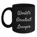 Funny Lawyer Gifts from Friends, World's Greatest Lawyer Quote on Black Coffee Mug, Birthday Unique Gifts for Men - Main