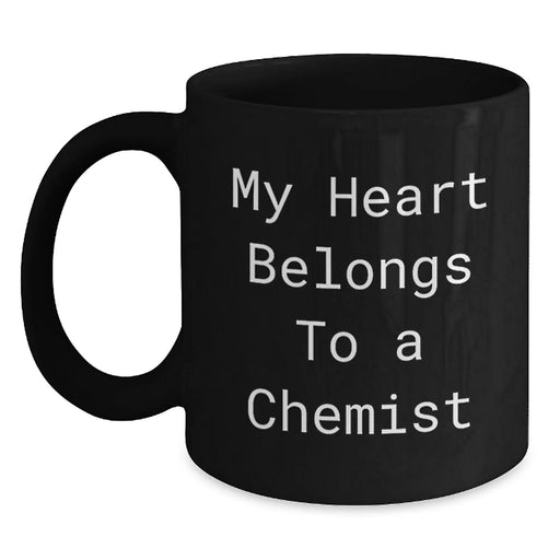 Funny Chemist Gifts from Friends to Chemist Black Coffee Mug My Heart Belongs To A Chemist this Christmas - Main